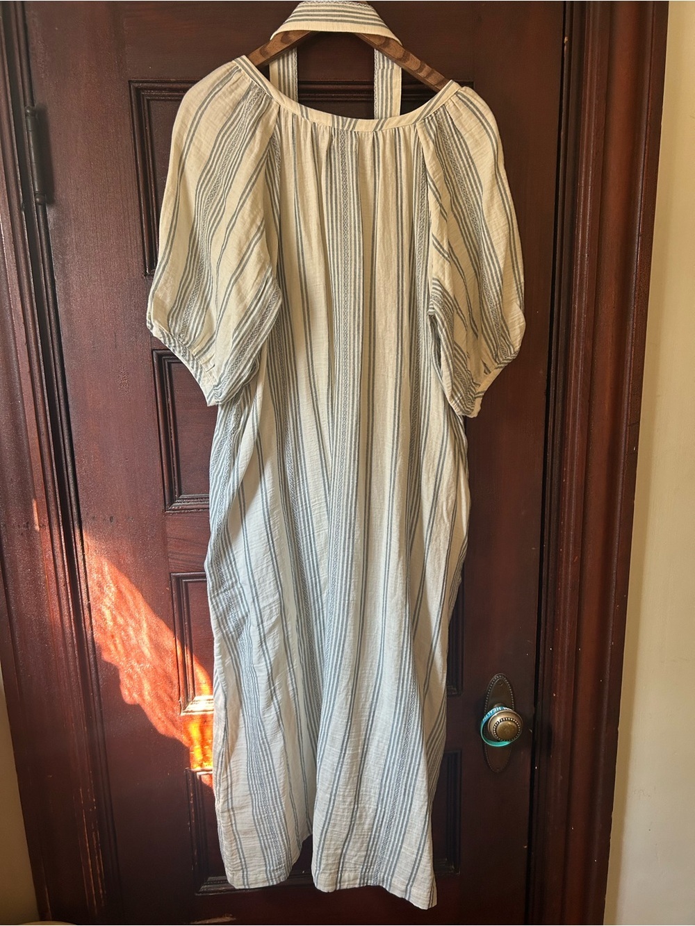 Faherty Dream Carmel Dream Cotton Gauze Striped Midi Dress Boho - Picture 6 of 11